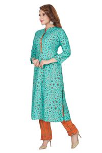 Venta al por mayor, conjunto de Kurta estampado cómodo para mujer con diseños intrincados y ajuste relajado a la venta a los mejores precios - Product Image 4