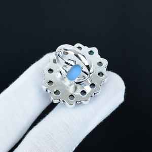 Milky Opal Ring Handmade 925 Sterling <b>Silver</b> Rhodium Plated Luxury Natural <b>Silver</b> Jewelry Gift for Her Valentine's Day - Product Image 3
