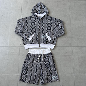 Custom Oversized Leopard Print Camo <b>Hoodie</b> <b>and</b> <b>Shorts</b> <b>Set</b> Heavyweight Cotton <b>Men</b> Tracksuit Hoodies - Product Image 2