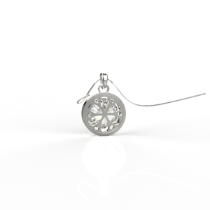 Avarta Plata de Ley 2 Quilates Solitario Colgante Halo Con Cadena en Oro Blanco Pulido - Product Image 1