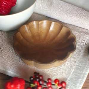 Grand bol de cuisine en bois d'acacia de luxe forme de fleur unique soupe dîner nourriture légumes fruits salade servant élégant plateau de rangement - Product Image 1