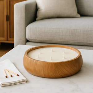 Bougie bol en bois naturel bougeoir décoratif fait à la main conception personnalisée approvisionnement en gros acheteurs mondiaux décoration maison cadeaux articles - Product Image 4