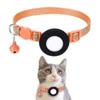 Collier réfléchissant pour chat avec support AirTag, collier en nylon réglable à dégagement rapide avec clochette pour chats et chatons
