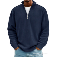 Polo pour homme tendance rétro doux et chaud, vêtements en tricot décontractés à demi-zip, nouvelle collection européenne et américaine 2025