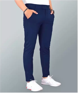 Pantalon moderne décontracté pour homme, coupe slim, longueur cheville, extensible, couleur sarcelle, avec fermeture à double bouton, poches latérales, tenue semi-formelle - Product Image 4