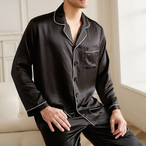 Conjunto de Pijama de Satén de Alta Calidad para Hombre, 2 Piezas, Camisa con Cuello de Solapa y Pantalones, Transpirable, Calidad de Exportación - Product Image 2