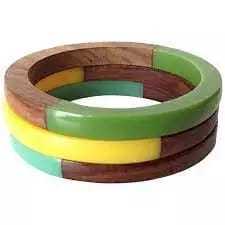 Buy Vintage <b>Wooden</b> Resin Bangle Set Heart Cut Trendy Women's Bracelet Bangles Round Handmade Fashion Trending <b>Jewellery</b> - Product Image 4