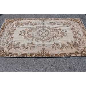 Tapis turc vintage 3,7x6,9 pi (113x211 cm), tapis persan brun - Product Image 3