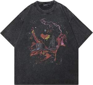 2025 T-shirts pour hommes personnalisés 100% coton/polyester Lavage à l'acide de haute qualité avec manches courtes et sonnerie surdimensionnée-OEM - Product Image 1