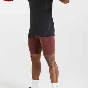 Slim Fit Skinny Men's Ribbed Sports Shorts Customized Designs & Logo Print Yoga Shorts Best Edition Gym <b>Running</b> Short Pants Men - Product Image 3