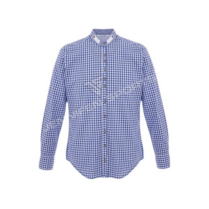 Camisa personalizada de tela de algodón 100% a cuadros para hombre, manga larga, cierre de botón, cuello redondo, Etiqueta interior de cuello personalizado - Product Image 1