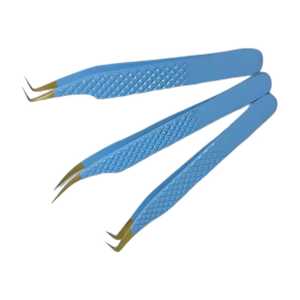 Instruments de beauté de la meilleure qualité Ensemble de 3 pinces à cils enduites de couleur bleue par TARIQ MFG CO - Product Image 4