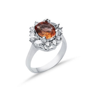 Oval Sultanite Cluster <b>Ring</b> Mix Cut CZ Halo with Color-Change <b>Rhodium</b>-Plated Elegant Statement <b>Ring</b> 925 Sterling Silver Jewelry - Product Image 3