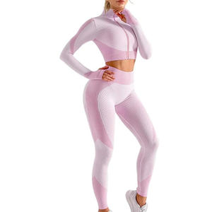 ชุดวอร์มเล่นยิมสำหรับผู้หญิงเสื้อกันลมแห้งเร็วและระบายอากาศพิมพ์โลโก้ได้ตามต้องการสำหรับใส่ออกกำลังกายโยคะชุดลำลอง - Product Image 1