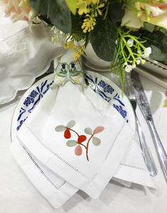 Serviettes de table en coton brodées sur mesure en gros, feuilles colorées, serviettes de table en coton, serviettes de table en tissu à ourlet festonné, maison, hôtel, vacances - Product Image 1