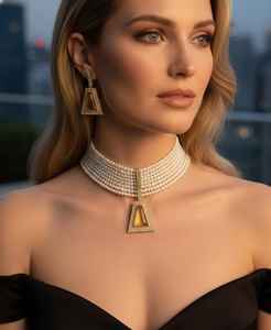 High End <b>Pearl</b> Style Indian Manufacturing Fashion Designer Necklace Set Indian Fashion Jewelry for Women and Girls' Party Wear - Product Image 1