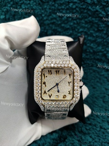 Vente directe du fabricant VVS Clarity Moissanite diamant clouté montres-bracelets pour hommes femmes bande en acier inoxydable bijoux fins - Product Image 2