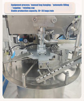 Machine de remplissage et de bouchage semi-automatique rotative de table pour sachets Doypack et poches à bec verseur, pour liquides de petite taille