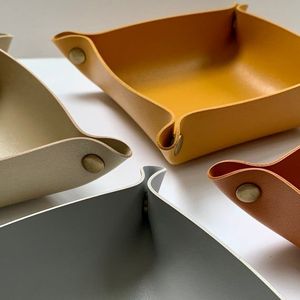 <b>Large</b> Capacity Leather Serving <b>Tray</b> For Multipurpose Rack With Artistic Texture And Useful Design For Home Organization - Product Image 1