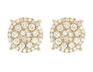 ต่างหูแบบกลมที่สง่างามทำจากทองคำ10K สีเหลืองพร้อมเครื่องประดับเพชรระดับพรีเมี่ยมสำหรับปลูกในโอกาสพิเศษ - Product Image 1