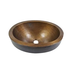 Lavabo Redondo de Metal Martillado con Acabado de Latón de Lujo para Baño, Fabricante Mayorista OEM. - Product Image 3