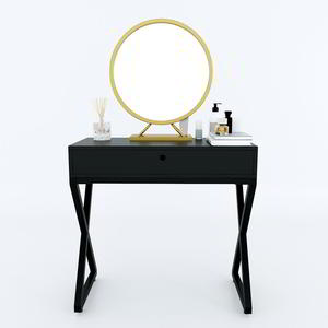 XConcept BTD68038 European Style Dresser <b>Foldable</b> Makeup <b>Mirror</b> with Iron Legs and Glass Drawers for Bedroom or Hotel - Product Image 2