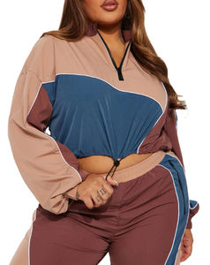 Ensemble survêtement femme streetwear personnalisé, coupe-vent d'hiver, 2 pièces, léger, surdimensionné, respirant, séchage rapide, nylon uni - Product Image 4