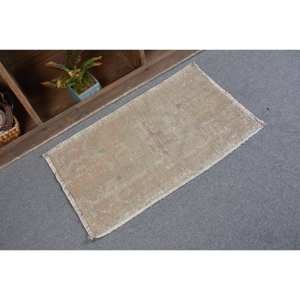 Alfombra de lana turca Beige Vintage de 1,6x2,8 pies, clásica, gran área hecha a mano, mosaico abstracto, patrones de pasillo rectangulares, látex - Product Image 2