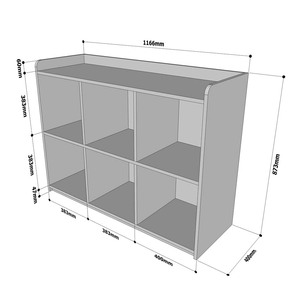 <b>6</b>-<b>Drawer</b> Preschool Shelving Unit 117x40x88cm Rubberwood Frame Painted KGS006 Easy Standing Installation - Product Image 3