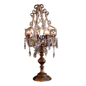 เชิงเทียนแก้วโลหะดีไซน์หรูหราสไตล์โบราณ - Product Image 2