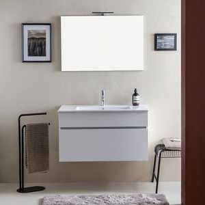90cm <b>White</b> Wood <b>Wall</b>-Hung <b>Bathroom</b> <b>Cabinet</b> with Sink and Shanghai Mirror <b>Bathroom</b> Sets - Product Image 2