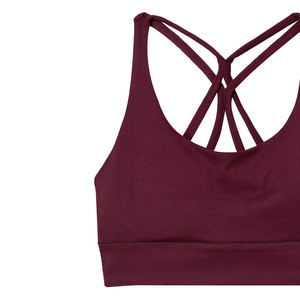 Soutien-gorge de sport confortable pour femmes Qualité supérieure Couleur unie 100% Polyester Spandex Logo avant personnalisé à vendre - Product Image 5