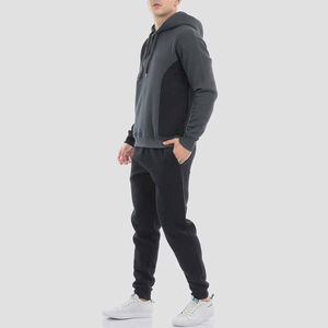 Ensemble de survêtement technique en polaire pour homme, 2 pièces, coupe ajustée, avec sweat à capuche et pantalon de jogging color block, vêtements de sport et de gym personnalisables - Product Image 6
