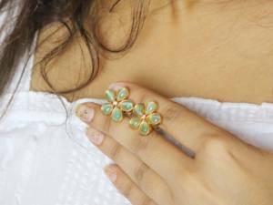 ต่างหูควอตซ์ทองเหลืองชุบทอง18K ทำด้วยมือเป็นของขวัญสำหรับผู้หญิงต่างหูเม็ดเดี่ยวรูปดอกไม้ - Product Image 5