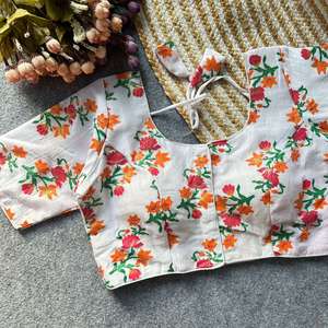 Touch of Golden And Silver Real Weaving Flower Vichitra Silk <b>Readymade</b> <b>Blouse</b> - Product Image 5