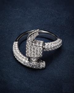 Anillo estilo martillo, hip hop, plata de ley, con diamante moissanita, último diseño, para regalo de compromiso, fiesta, moda para mujer. - Product Image 2