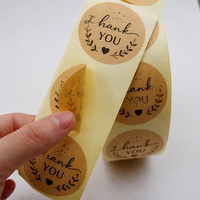 Etiquetas Adhesivas Redondas de Papel Kraft Marrón con Mensaje de Agradecimiento, Rollo de Etiquetas Personalizadas para Empaque de Regalos, Venta al por Mayor para Pequeñas Empresas