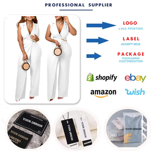 Monos de verano de último diseño para mujer, traje elegante con cuello en la cintura y cadena, mono holgado de pierna ancha de una pieza para mujer 2025 - Product Image 3