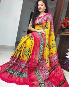 Sari en soie Crush Dola, élégants saris traditionnels indiens avec tissu doux, saris de soirée de créateur, vente en gros - Product Image 2