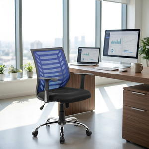 Modern Ergonomic Office Chair Adjustable Height Mesh Desk Chair Miami Blue/Black PP Swivel Chair for Office School Living <b>Room</b> - Product Image 2
