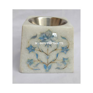 Quemador de Incienso de Mármol Blanco Natural con Diseño de Incrustaciones de Flores Hechas a Mano, Forma Cuadrada, para Decoración del Hogar y Regalos - Product Image 2