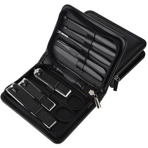 Kit d'outils de soin des ongles en acier inoxydable de haute qualité 9 pièces Logo personnalisable ensemble de manucure et de pédicure comprenant un pied de beauté en cuir - Product Image 5