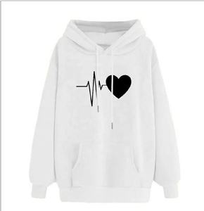 เสื้อฮู้ดผู้หญิงมีฮู้ดสีขาวมีแถบสีดำมีฮู้ดเสื้อแนวสตรีทสวมหัวแบบลำลองโลโก้ตามสั่ง - Product Image 3