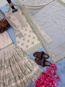 Antra lối sống của New Designer Bộ sưu tập phụ nữ dân tộc thêu nặng gharara salwar/Palazzo phù hợp cho các bên đám cưới Ấn Độ - Product Image 5