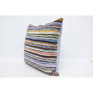 Coussin décoratif tissé en laine multicolore de 28x28 pouces avec motif vintage - Product Image 4