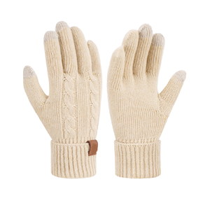 ถุงมือผ้าขนสัตว์100% แบบถักเต็มนิ้วสำหรับฤดูหนาวถุงมืออเนกประสงค์สำหรับตรวจจับเข็มสัมผัสสีขนาดทึบ - Product Image 4