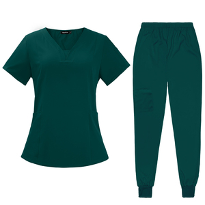 Ensemble de blouses médicales unies haut de gamme pour femmes avec tissu extensible respirant, pantalon de jogging confortable et tenue d'infirmière moderne - Product Image 4