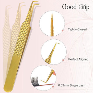 Pinzas personalizadas de acero inoxidable de 90 grados para extensión de pestañas Pinzas de extensión de pestañas con punta de fibra a la venta - Product Image 4