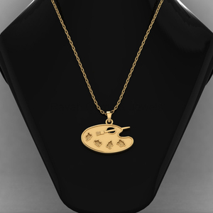 Colgante de Plata de Ley 925 de Alta Calidad con Baño de Oro de 14K, Diseño de Paleta de Pintor, Base para Incrustaciones de 17x33mm, Personalizable, para Guardar Cenizas - Product Image 2