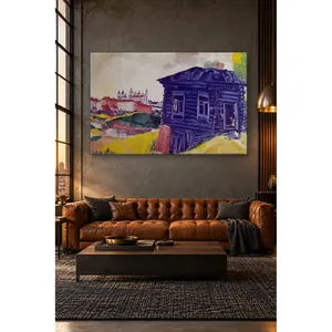 Impresión en lienzo de la casa de madera azul de Marc Chagall frente a la ciudad, de Fida - Product Image 2